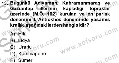 Hellen ve Roma Tarihi Dersi 2014 - 2015 Yılı (Final) Dönem Sonu Sınav Soruları 13. Soru