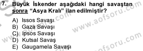 Hellen ve Roma Tarihi Dersi 2014 - 2015 Yılı (Final) Dönem Sonu Sınav Soruları 7. Soru