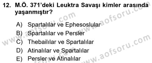 Hellen ve Roma Tarihi Dersi Ara Sınavı Deneme Sınav Soruları 12. Soru