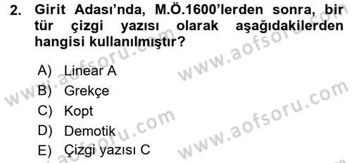 Hellen ve Roma Tarihi Dersi Ara Sınavı Deneme Sınav Soruları 2. Soru
