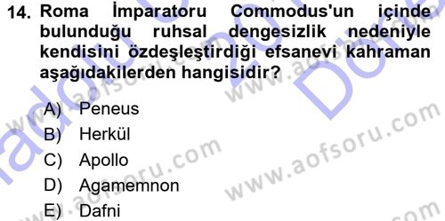 Hellen ve Roma Tarihi Dersi 2015 - 2016 Yılı (Final) Dönem Sonu Sınav Soruları 14. Soru