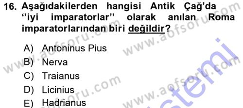 Hellen ve Roma Tarihi Dersi 2015 - 2016 Yılı (Final) Dönem Sonu Sınav Soruları 16. Soru