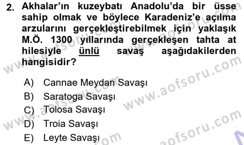 Hellen ve Roma Tarihi Dersi 2015 - 2016 Yılı (Final) Dönem Sonu Sınav Soruları 2. Soru