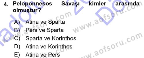 Hellen ve Roma Tarihi Dersi 2015 - 2016 Yılı (Final) Dönem Sonu Sınav Soruları 4. Soru
