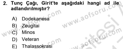 Hellen ve Roma Tarihi Dersi Ara Sınavı Deneme Sınav Soruları 2. Soru