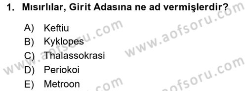 Hellen ve Roma Tarihi Dersi 2017 - 2018 Yılı (Vize) Ara Sınavı 1. Soru