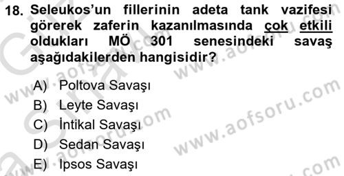 Hellen ve Roma Tarihi Dersi Ara Sınavı Deneme Sınav Soruları 18. Soru