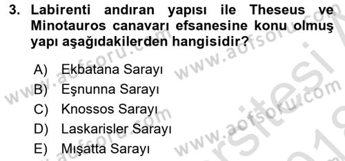 Hellen ve Roma Tarihi Dersi Ara Sınavı Deneme Sınav Soruları 3. Soru