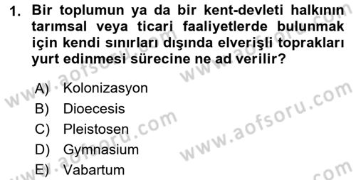 Hellen ve Roma Tarihi Dersi 2017 - 2018 Yılı (Final) Dönem Sonu Sınav Soruları 1. Soru