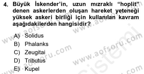 Hellen ve Roma Tarihi Dersi 2017 - 2018 Yılı (Final) Dönem Sonu Sınav Soruları 4. Soru