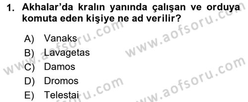 Hellen ve Roma Tarihi Dersi 2018 - 2019 Yılı (Final) Dönem Sonu Sınav Soruları 1. Soru
