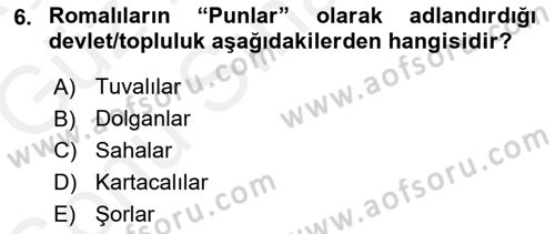 Hellen ve Roma Tarihi Dersi 2018 - 2019 Yılı (Final) Dönem Sonu Sınav Soruları 6. Soru