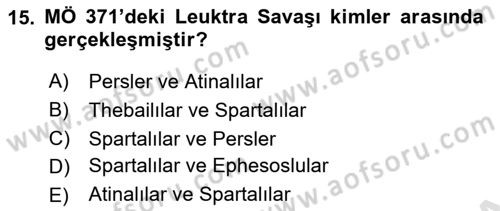 Hellen ve Roma Tarihi Dersi 2019 - 2020 Yılı (Vize) Ara Sınav Soruları 15. Soru