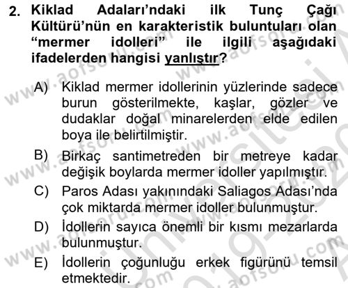 Hellen ve Roma Tarihi Dersi 2019 - 2020 Yılı (Vize) Ara Sınav Soruları 2. Soru