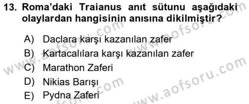 Hellen ve Roma Tarihi Dersi 2019 - 2020 Yılı (Final) Dönem Sonu Sınav Soruları 13. Soru