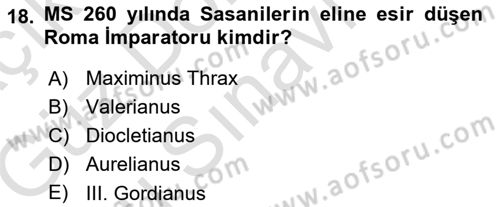 Hellen ve Roma Tarihi Dersi 2019 - 2020 Yılı (Final) Dönem Sonu Sınav Soruları 18. Soru