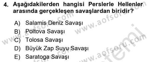Hellen ve Roma Tarihi Dersi 2019 - 2020 Yılı (Final) Dönem Sonu Sınav Soruları 4. Soru