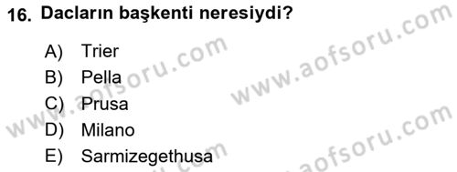 Hellen ve Roma Tarihi Dersi 2020 - 2021 Yılı Yaz Okulu Sınav Soruları 16. Soru