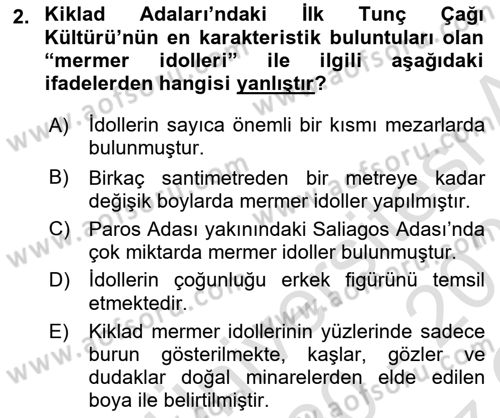 Hellen ve Roma Tarihi Dersi 2020 - 2021 Yılı Yaz Okulu Sınav Soruları 2. Soru