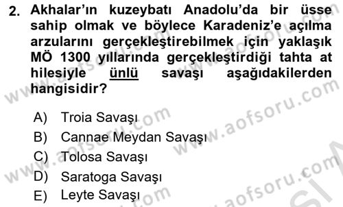 Hellen ve Roma Tarihi Dersi 2021 - 2022 Yılı (Vize) Ara Sınav Soruları 2. Soru