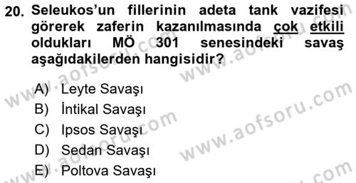 Hellen ve Roma Tarihi Dersi Ara Sınavı Deneme Sınav Soruları 20. Soru