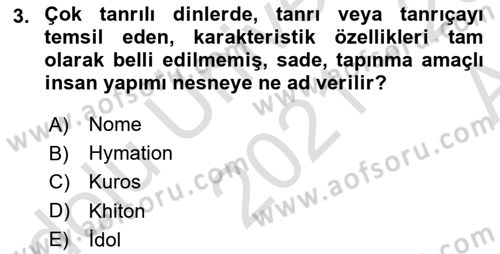 Hellen ve Roma Tarihi Dersi Ara Sınavı Deneme Sınav Soruları 3. Soru