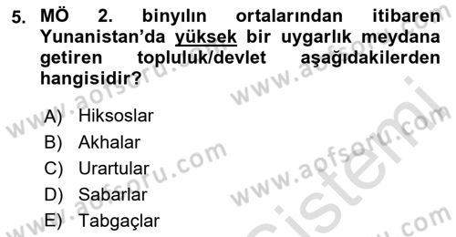 Hellen ve Roma Tarihi Dersi 2021 - 2022 Yılı (Vize) Ara Sınav Soruları 5. Soru