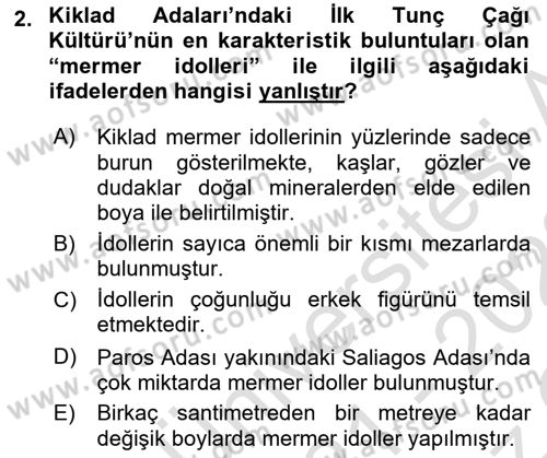 Hellen ve Roma Tarihi Dersi 2021 - 2022 Yılı Yaz Okulu Sınavı 2. Soru