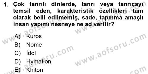 Hellen ve Roma Tarihi Dersi 2022 - 2023 Yılı (Vize) Ara Sınav Soruları 1. Soru