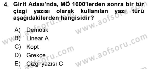 Hellen ve Roma Tarihi Dersi 2022 - 2023 Yılı (Vize) Ara Sınav Soruları 4. Soru