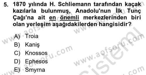 Hellen ve Roma Tarihi Dersi Ara Sınavı Deneme Sınav Soruları 5. Soru
