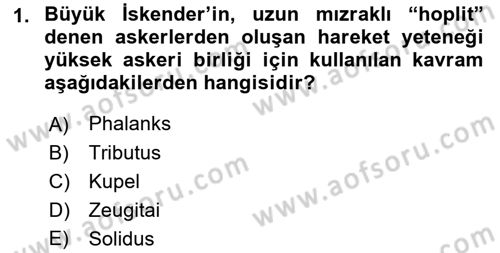 Hellen ve Roma Tarihi Dersi 2022 - 2023 Yılı (Final) Dönem Sonu Sınav Soruları 1. Soru