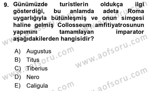 Hellen ve Roma Tarihi Dersi 2023 - 2024 Yılı (Final) Dönem Sonu Sınav Soruları 9. Soru