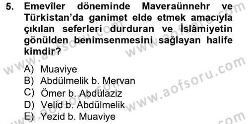 İlk Müslüman Türk Devletleri Dersi 2012 - 2013 Yılı (Vize) Ara Sınav Soruları 5. Soru