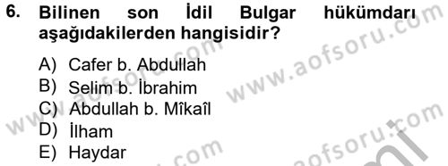 İlk Müslüman Türk Devletleri Dersi 2012 - 2013 Yılı (Vize) Ara Sınav Soruları 6. Soru
