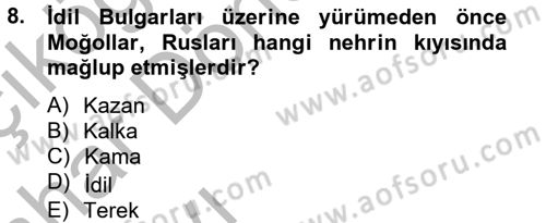 İlk Müslüman Türk Devletleri Dersi 2012 - 2013 Yılı (Vize) Ara Sınavı 8. Soru