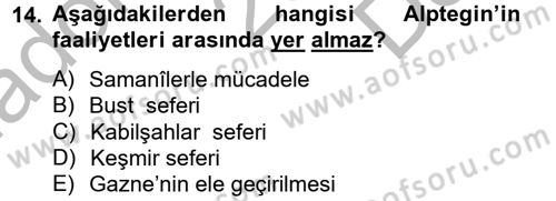 İlk Müslüman Türk Devletleri Dersi 2012 - 2013 Yılı (Final) Dönem Sonu Sınav Soruları 14. Soru