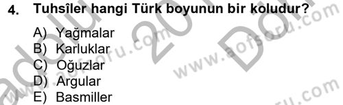 İlk Müslüman Türk Devletleri Dersi 2012 - 2013 Yılı (Final) Dönem Sonu Sınav Soruları 4. Soru