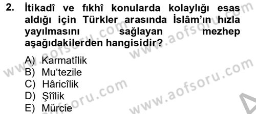 İlk Müslüman Türk Devletleri Dersi 2013 - 2014 Yılı (Vize) Ara Sınav Soruları 2. Soru