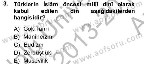 İlk Müslüman Türk Devletleri Dersi 2013 - 2014 Yılı (Vize) Ara Sınav Soruları 3. Soru