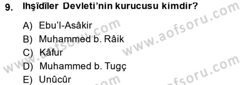 İlk Müslüman Türk Devletleri Dersi 2013 - 2014 Yılı (Vize) Ara Sınav Soruları 9. Soru