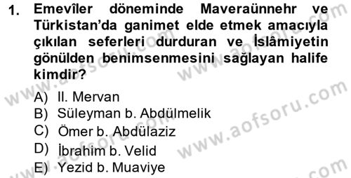 İlk Müslüman Türk Devletleri Dersi 2013 - 2014 Yılı (Final) Dönem Sonu Sınavı 1. Soru