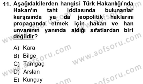 İlk Müslüman Türk Devletleri Dersi 2013 - 2014 Yılı (Final) Dönem Sonu Sınav Soruları 11. Soru
