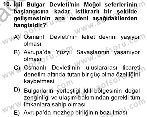 İlk Müslüman Türk Devletleri Dersi 2014 - 2015 Yılı (Vize) Ara Sınav Soruları 10. Soru