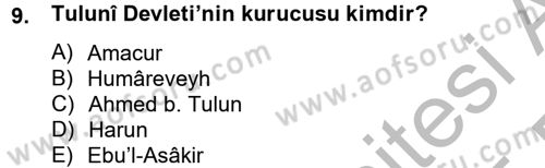 İlk Müslüman Türk Devletleri Dersi 2014 - 2015 Yılı (Vize) Ara Sınav Soruları 9. Soru