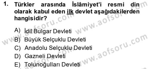 İlk Müslüman Türk Devletleri Dersi 2014 - 2015 Yılı (Final) Dönem Sonu Sınav Soruları 1. Soru
