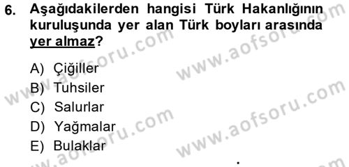 İlk Müslüman Türk Devletleri Dersi 2014 - 2015 Yılı (Final) Dönem Sonu Sınav Soruları 6. Soru