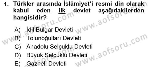 İlk Müslüman Türk Devletleri Dersi 2015 - 2016 Yılı (Vize) Ara Sınav Soruları 1. Soru