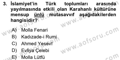 İlk Müslüman Türk Devletleri Dersi 2015 - 2016 Yılı (Vize) Ara Sınav Soruları 3. Soru