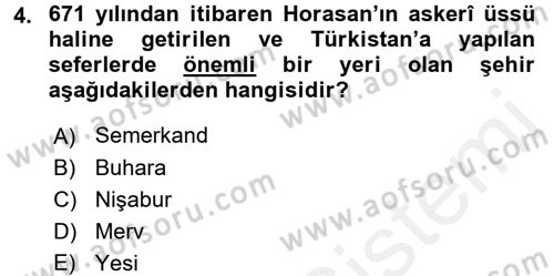 İlk Müslüman Türk Devletleri Dersi 2015 - 2016 Yılı (Vize) Ara Sınav Soruları 4. Soru